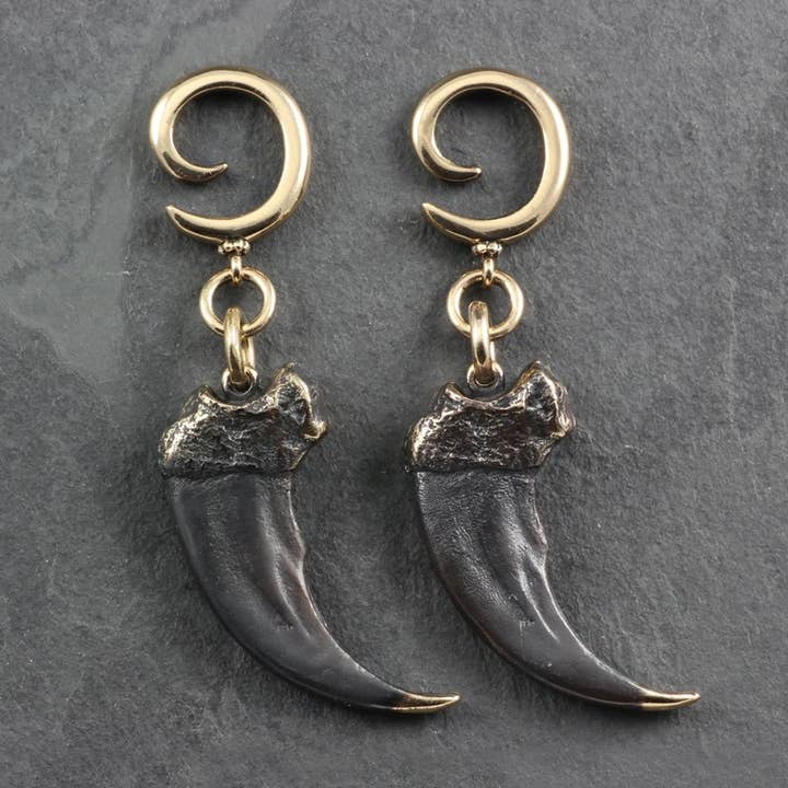 Bear Claw Gauged Spiral Earrings - Bronze for wholesale by Lost Apostle