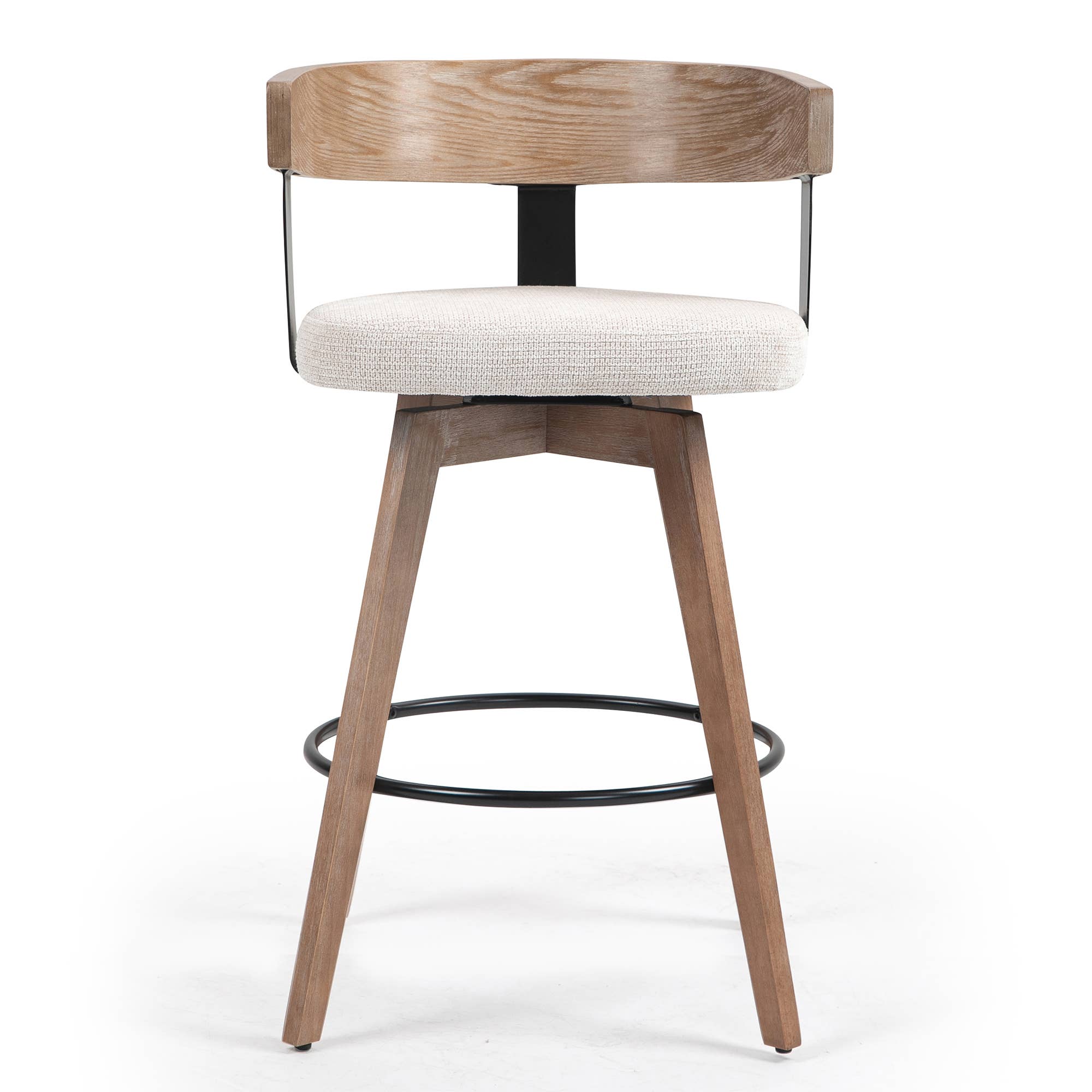 Glamour Home - Wholesale Stool - Beck Beige Linen Fabric Counter Stool with Natural Wood1