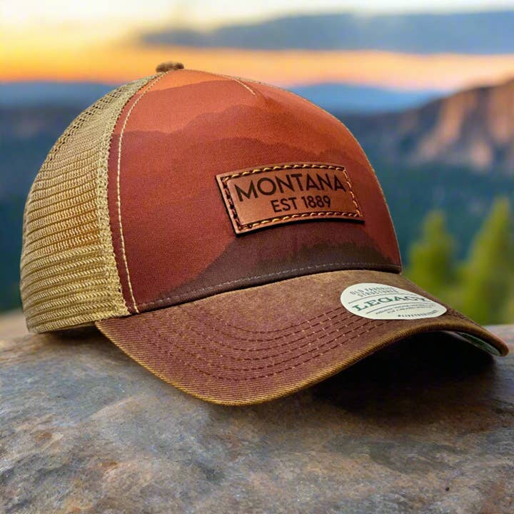 Last Best Supply Co - Wholesale Trucker Hat - Unisex - Montana Mountains Premium Leather Trucker Hat