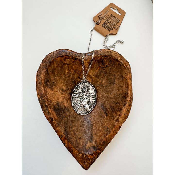 Boho Ranch Shop - Wholesale Pendant/Charm Necklace - Western Cowboy Bull Riding Pendant Necklace