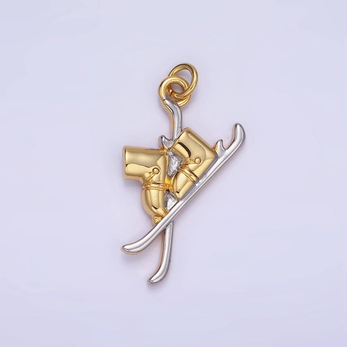 Aim Eternal - Wholesale Individual Charm/Pendant - 14K Gold Filled Snow Ski Boots Mixed Metal Charm | AG6270