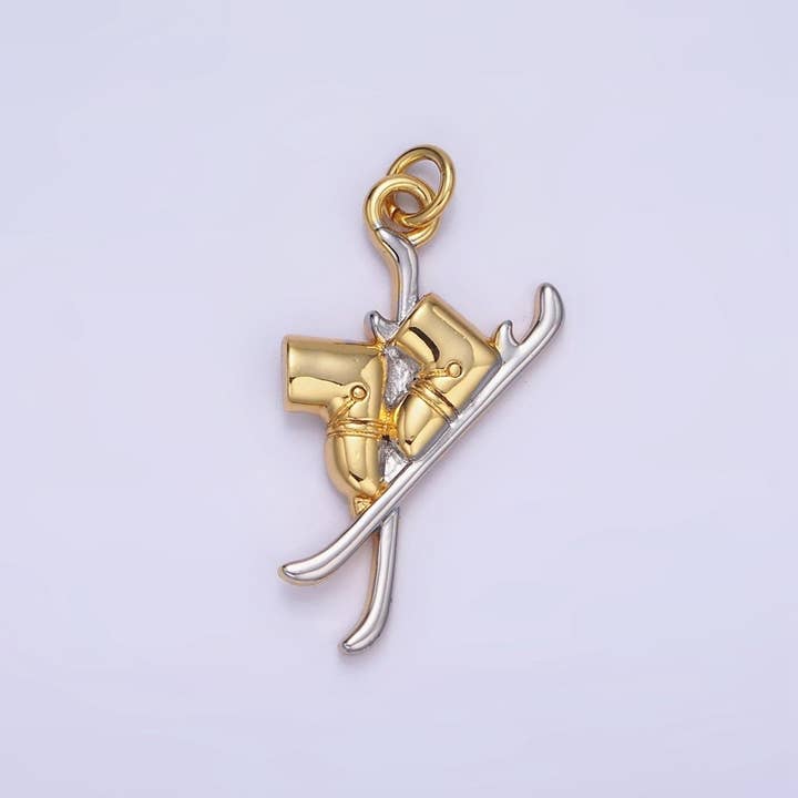 Aim Eternal – Pendente/pingente individual por atacado – Charm de Botas de Esqui em Neve em Metal Misto com Ouro 14K | AG627