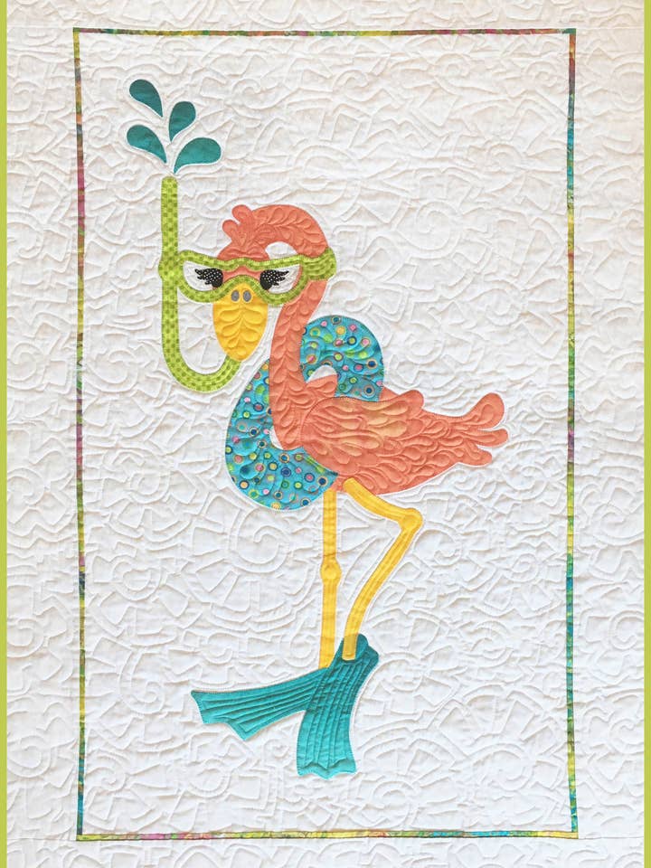 Flamingo Frolics Quilt Pattern - Finished Size 28" x 41" for wholesale by Hissyfitz Designs