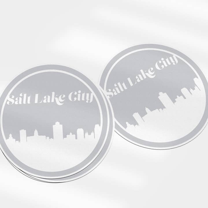 Retro skylinesticker in Salt Lake City Utah | Meerdere kleuren voor wholesale door Paperfinch Design