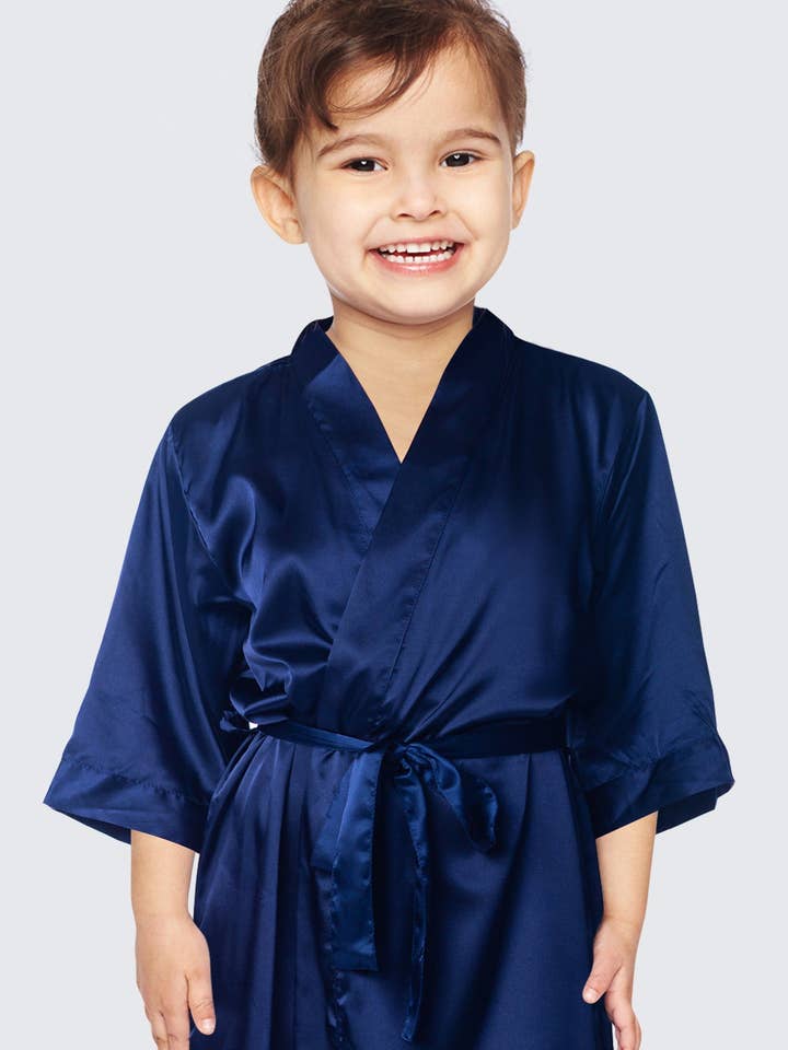 GiftsbyPR - Wholesale Robe - Women's - Navy Blue Silk Satin Robes, Custom Navy Satin Wedding Robes3