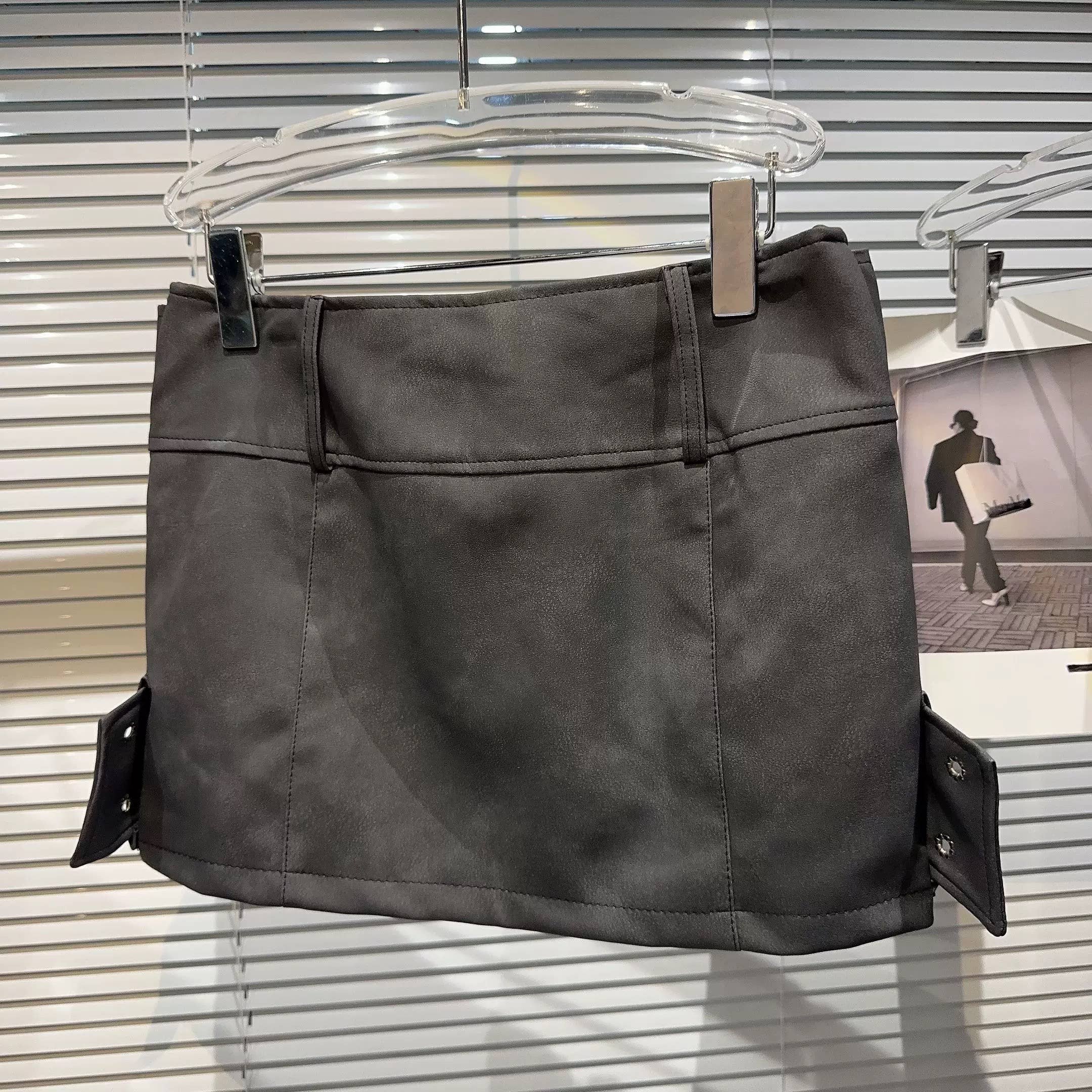 Productseeker - Vente Jupe – femme - Jupe Mini SK79Y PU avec Large Ceinture Croisée – Style Urbain4