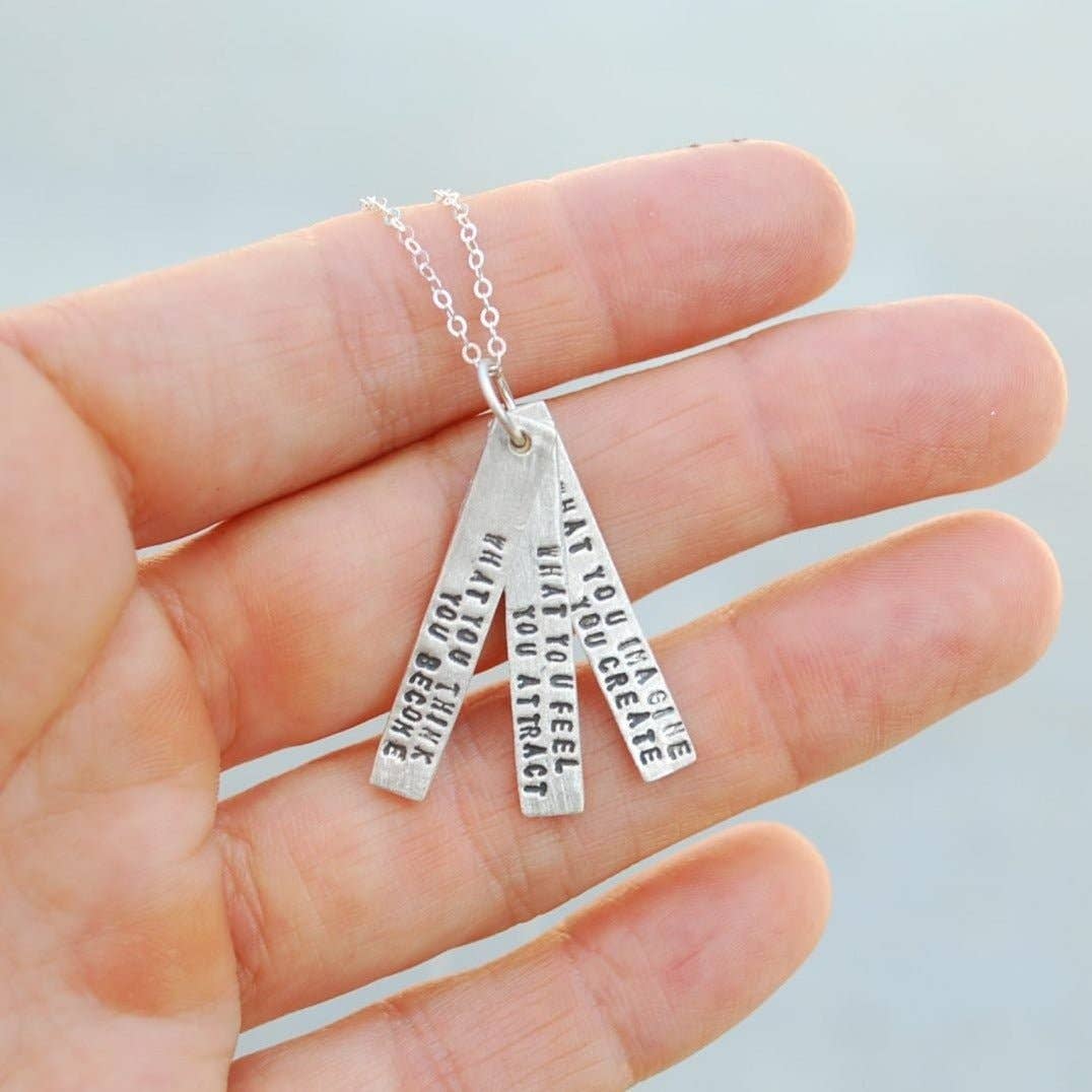 Chocolate and Steel - Wholesale Pendant/Charm Necklace - What you think you become, what you feel you attract, what you imagine you create  -Buddha Quote Necklace2