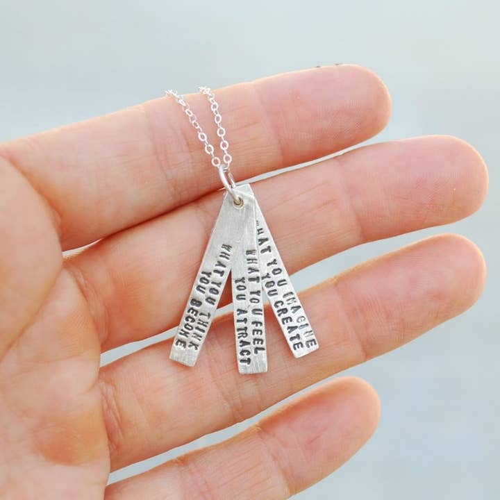 Chocolate and Steel - Wholesale Pendant/Charm Necklace - What you think you become, what you feel you attract, what you imagine you create -Buddha Quote Necklace2