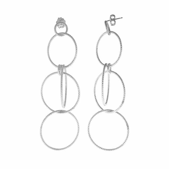 4 brincos redondos de prata com diamante por atacado de ORUS BIJOUX