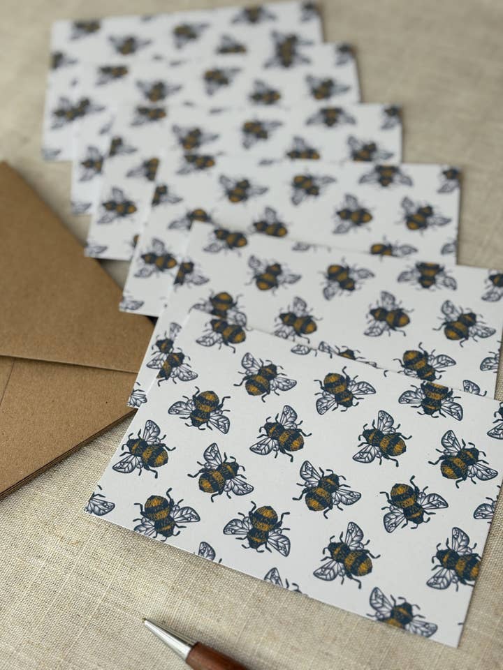 Bumblebee Notecards - pack of 6 for wholesale by Jackdaw and Bear