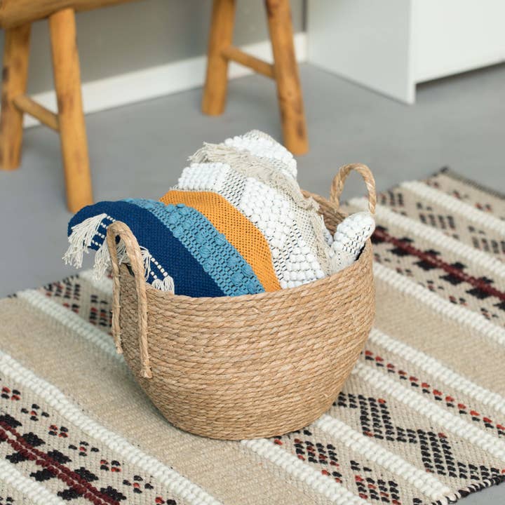 Quickway Imports – wholesale Korg – Dekorativa runda flätade vävda rep förvaring filt korg