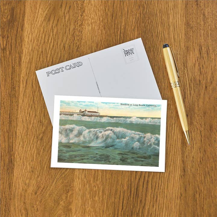 Found Image Press – wholesale Vykort – Vykort LB-08 Vågbrytare vid piren, Long Beach, Kalifornien