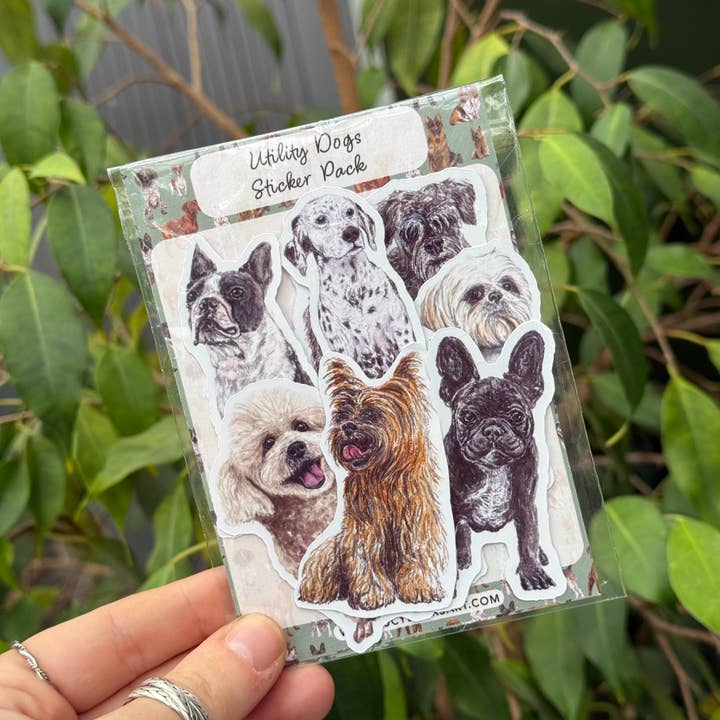Utility Dogs Sticker Pack for wholesale by Lucy Locks Art