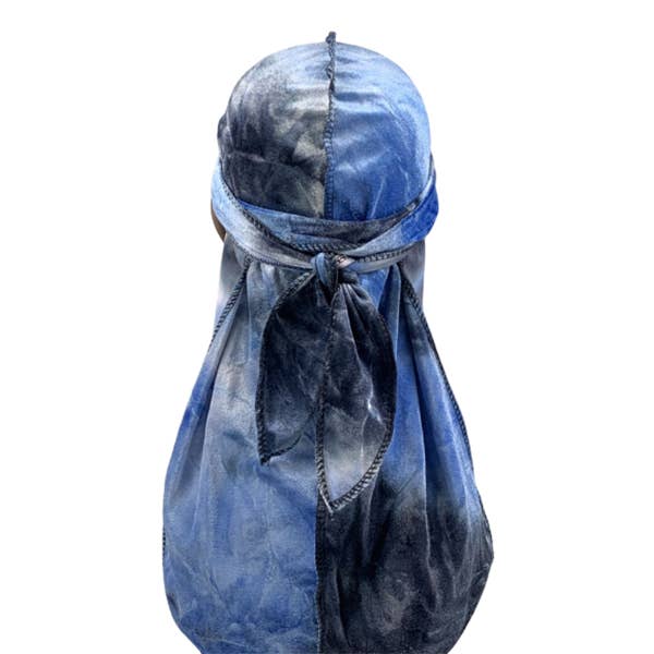Velours Durag noir tie-dye pour la vente par Taelor Boutique