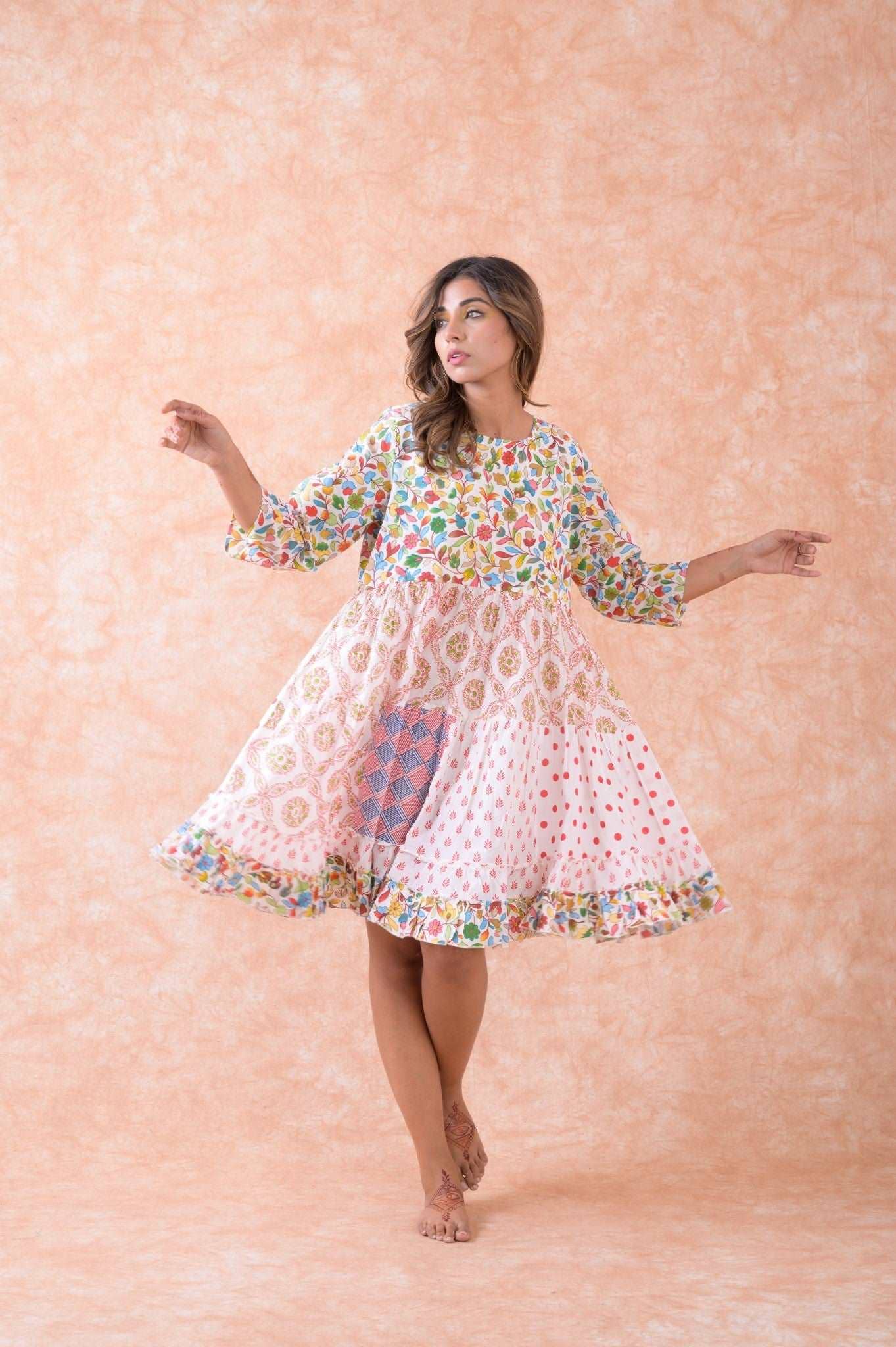 Multicolor Rhea Multi Pattern Dress for wholesale on Faire6