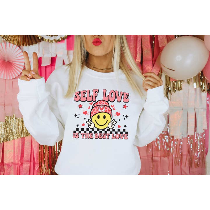 Self Love is the Best Love Graphic Sweatshirt for wholesale by Glittering South
