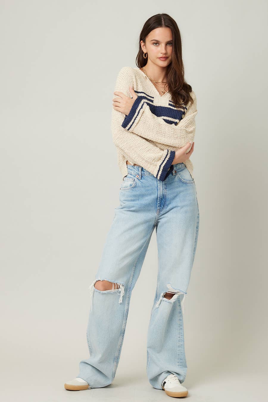 ILLA ILLA - Vente Pull en maille – femme - Pull à manches longues avec empiècements6