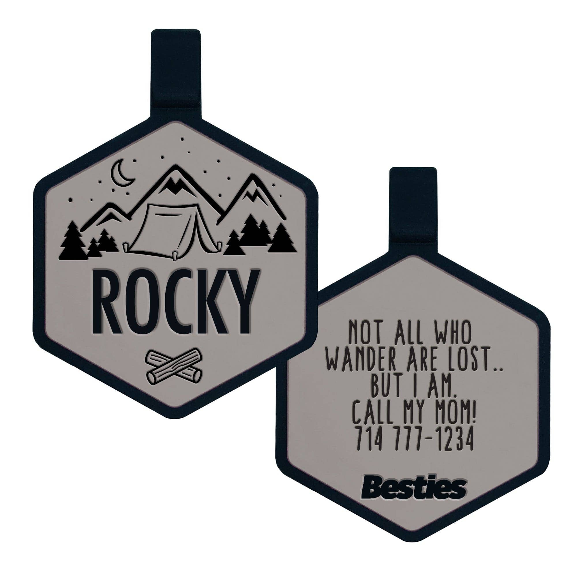 Besties Pets - Wholesale Pet Identification Tag - Dog - Happy Camper Silicone Dog ID Tag0