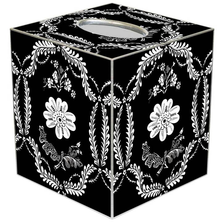Housse noire pour boîte à mouchoirs Provincial pour la vente par Marye-Kelley