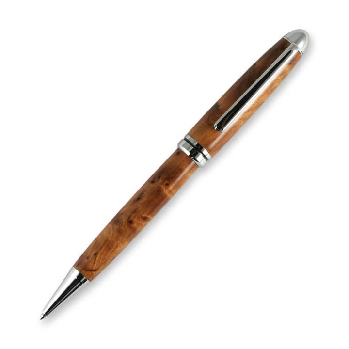 Marokkansk Thuya Burl Designer krom Twist Pen for engroshandel hos Woodnotch