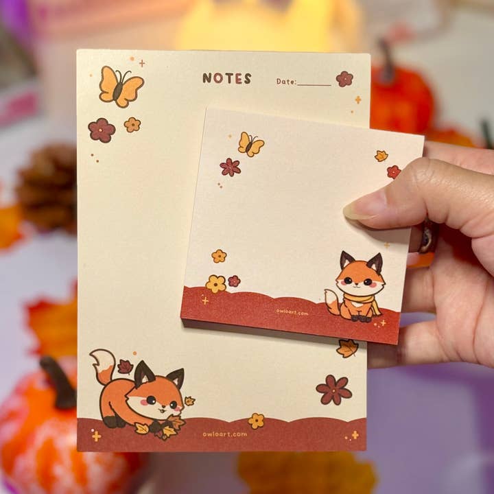 Autumn Fox Sticky Note and Notepad Bundle for wholesale by owloArt