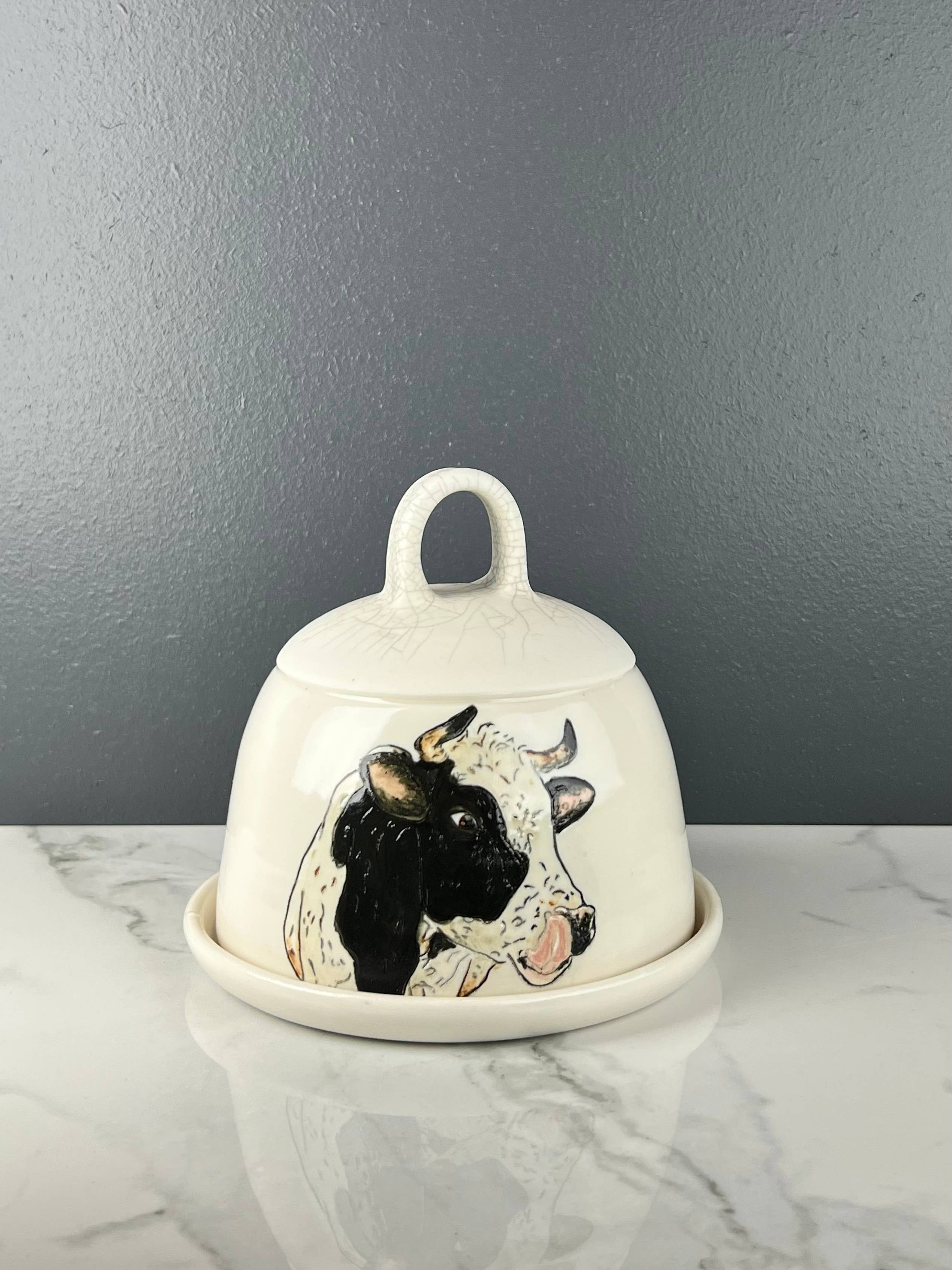 Lucy Nilan Studios - Wholesale Butter Dish - Black cow butter dish3