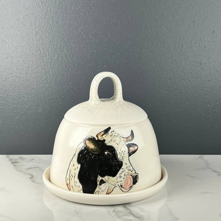Lucy Nilan Studios - Wholesale Butter Dish - Black cow butter dish3