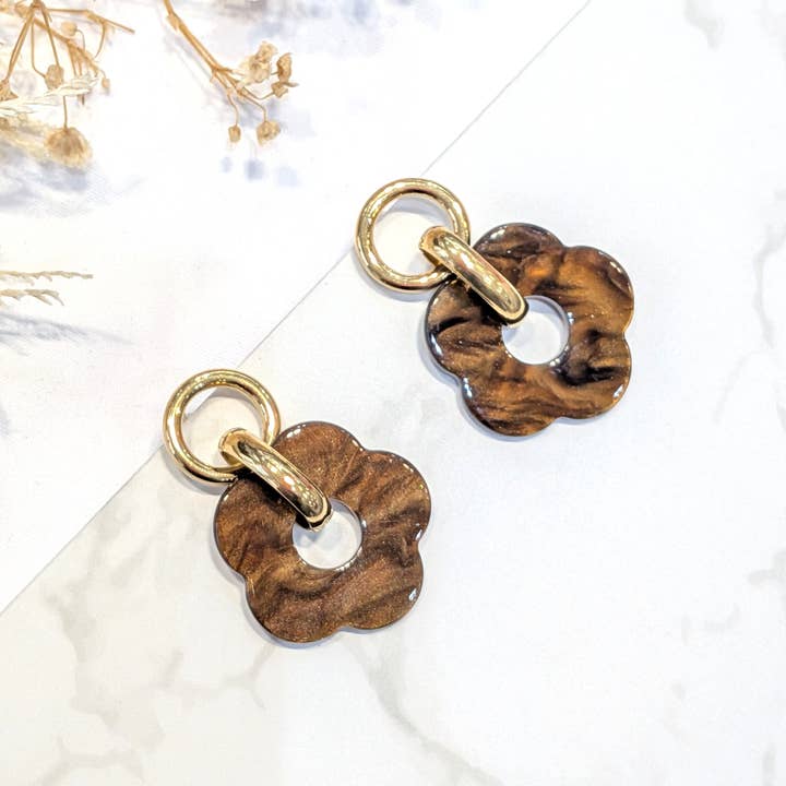 LOLO & YAYA - Wholesale Dangle Earrings - Candida acrylic flower earrings in stainless steel2