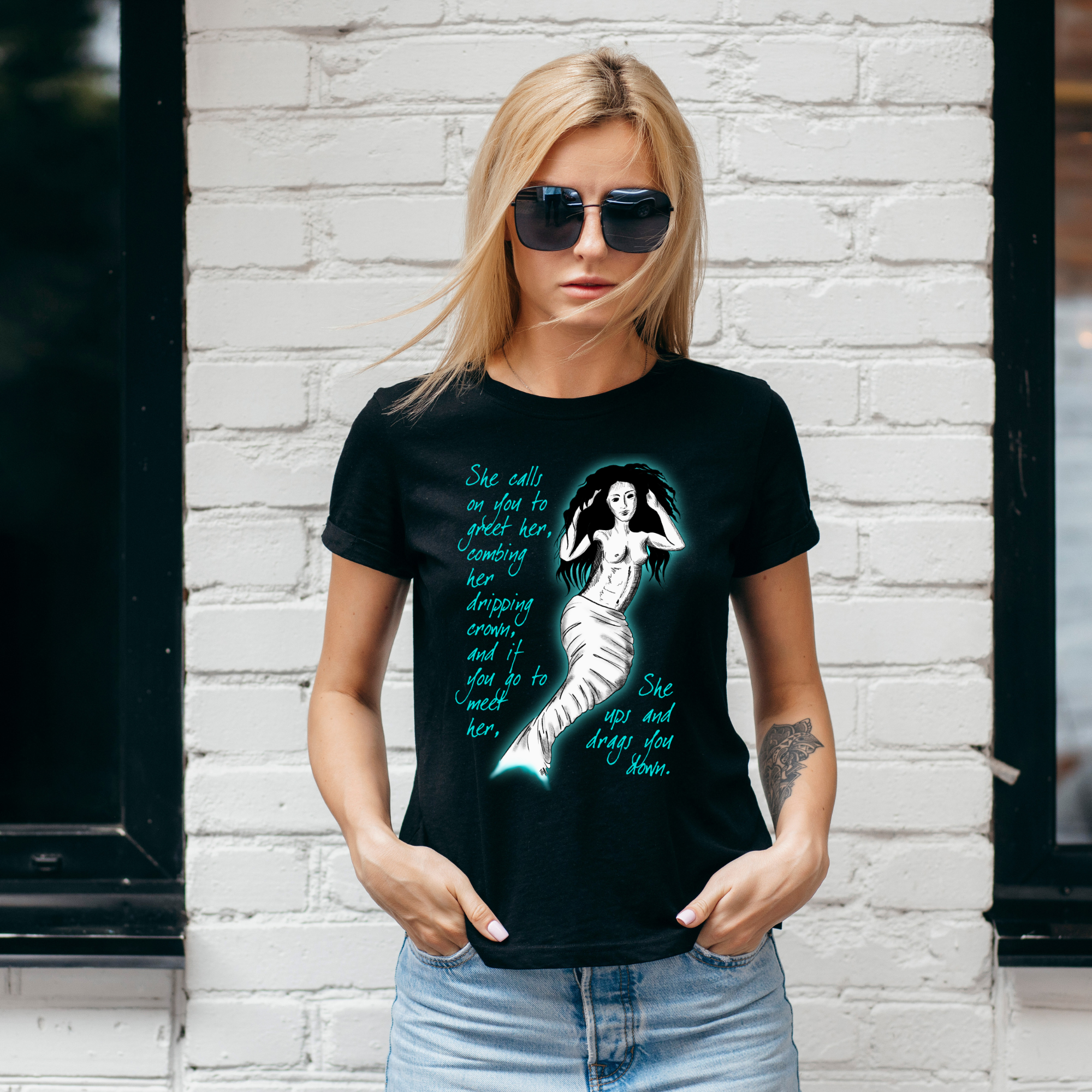 Hannah Kate Makes - Wholesale T-Shirt (Graphic) - Unisex - Mermaid T-shirt - Black - 100% Cotton - Regular/Fitted4