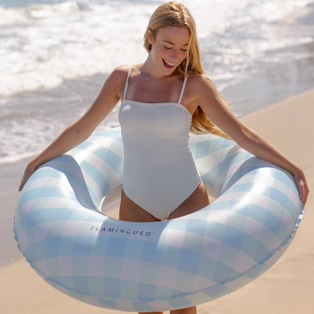 Flamingueo - Wholesale Inflatables - Giant Pool and Beach Float with Vichy Blue Print8