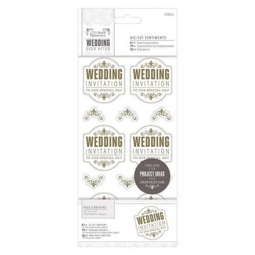 West Design Products UK – wholesale Craft supplies – Papermania 4 x 8"Die-cuts 204 Pieces - Wedding - Gold/White0