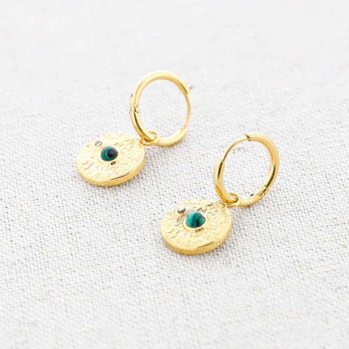 La Cuerda De Sol - Wholesale Dangle Earrings - Stone Medal Pendant Steel Earrings