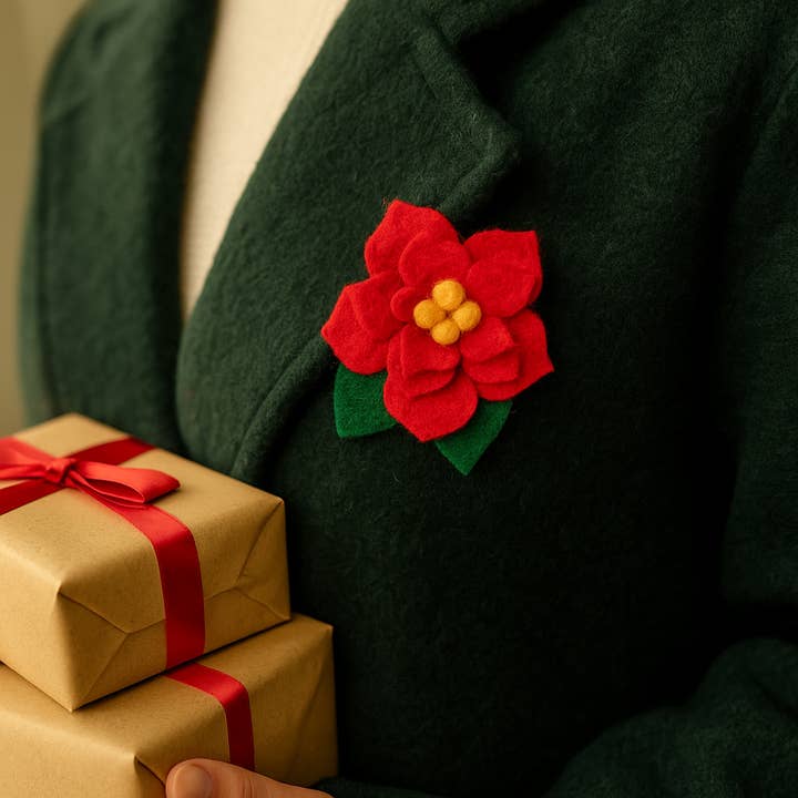 Felt So Good - Wholesale Brooch - Handmade Felt Poinsettia Brooch3