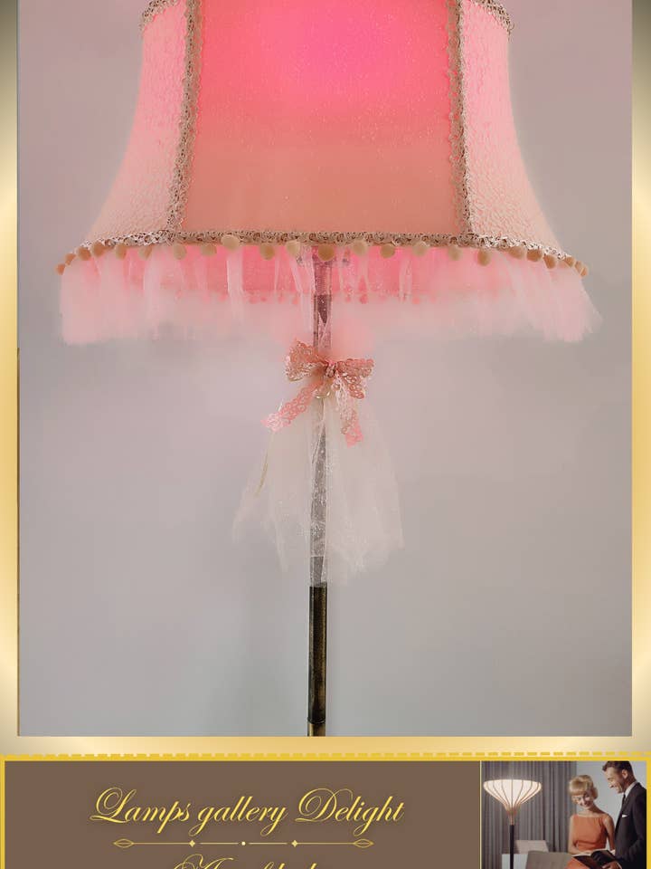 Floor lamp. Victorian style. Girlish pink and peach floor lamp, a gift for a girl. 5307 for wholesale by DelightLamps