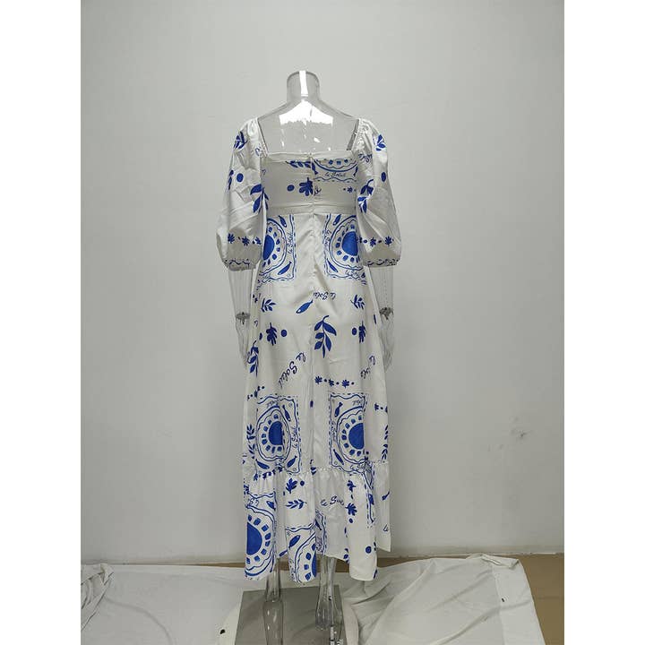 UNISHE - Wholesale Dress – Women's - Summer Printed Lantern Sleeve A-Line Flared Dress ZK31056