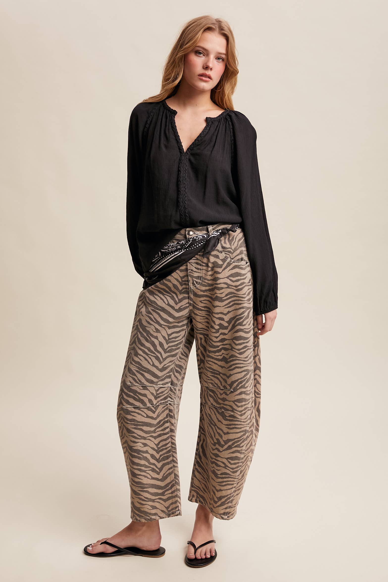 Listicle - Wholesale Blouse - Women's - Braided Trim Peasant Blouse LT144735