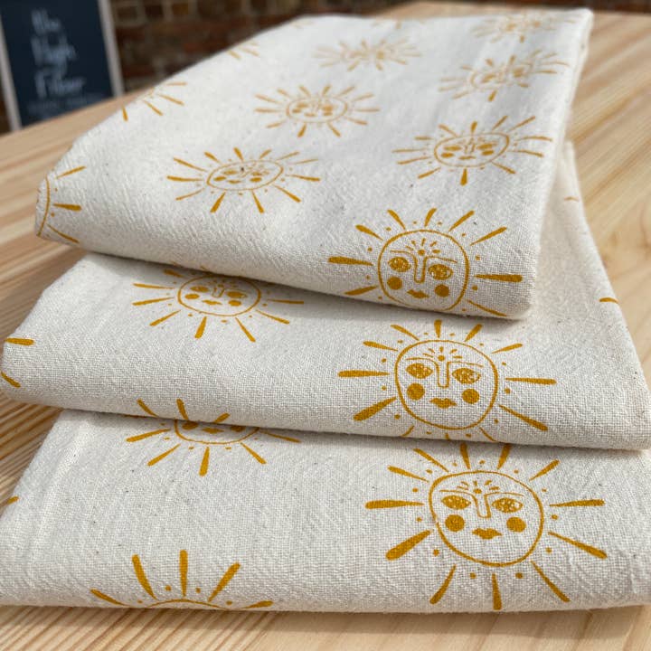 Sun Kitchen Towel, Handprinted Kitchen Towel for wholesale by The High Fiber