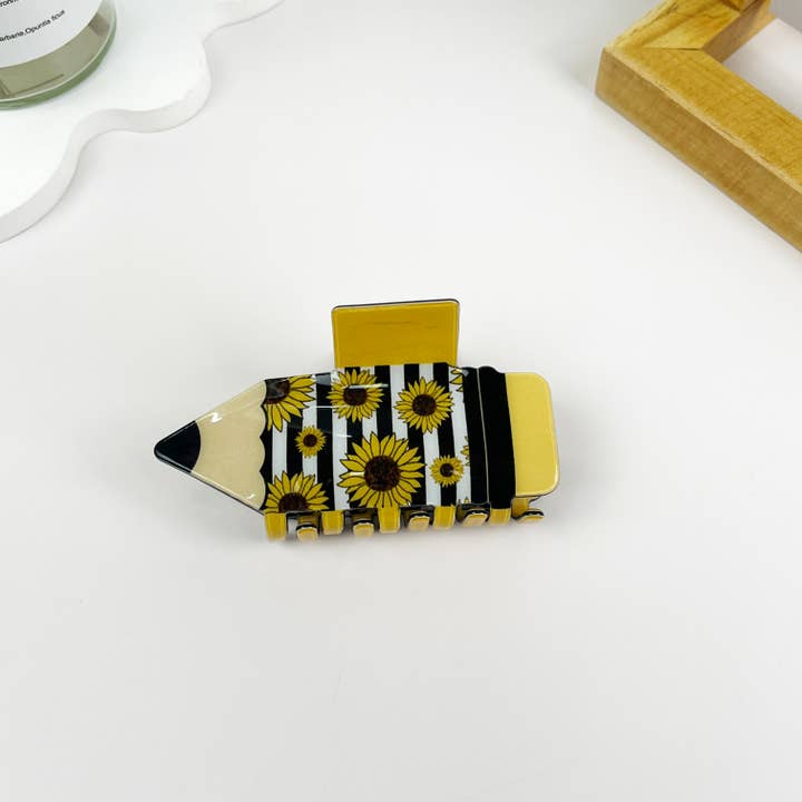 mildstyles - Wholesale Hair Clip - Women's - Sunflower Leopard Stripe Pencil Hair Claw Clip