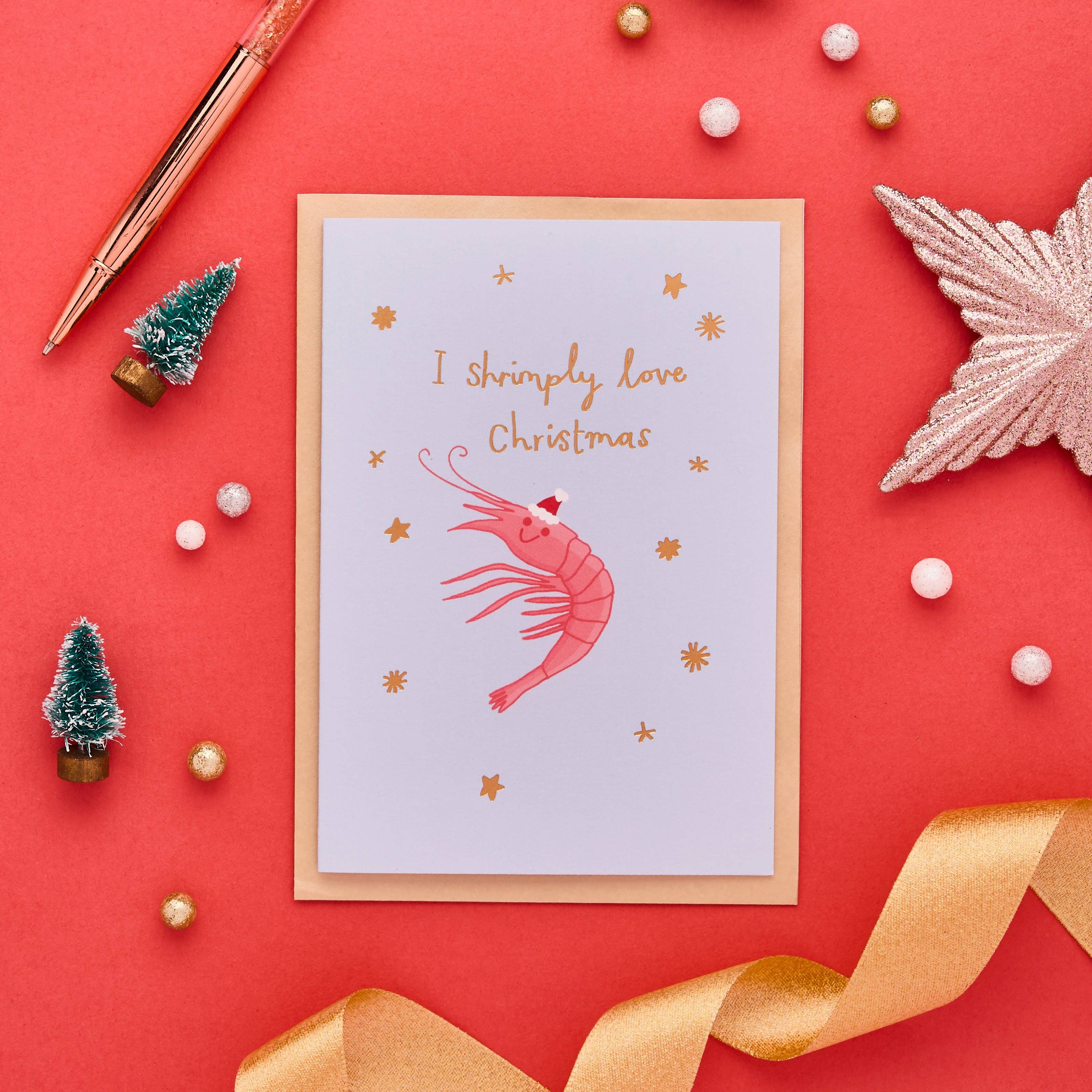You've Got Pen On Your Face - Wholesale Christmas Card - Shrimp Christmas Card | Funny Christmas Card | Gold Foil1