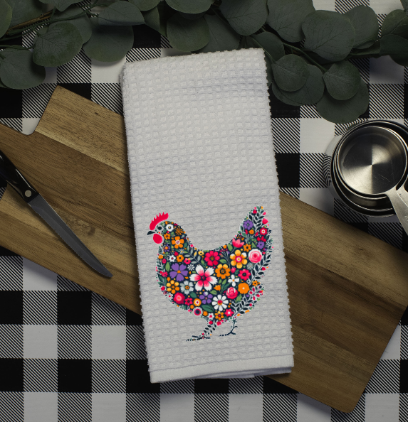 Prairie Chicken Sticker Shop & Gifts - Vente Torchons - Torchon à vaisselle vintage en tissu gaufré au poulet  1