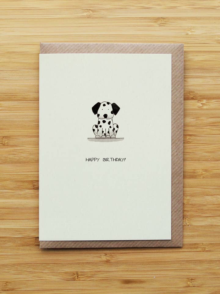 Anniversaire de chiot dalmatien - Animal mignon - Carte recyclée pour la vente par RossJDesigns