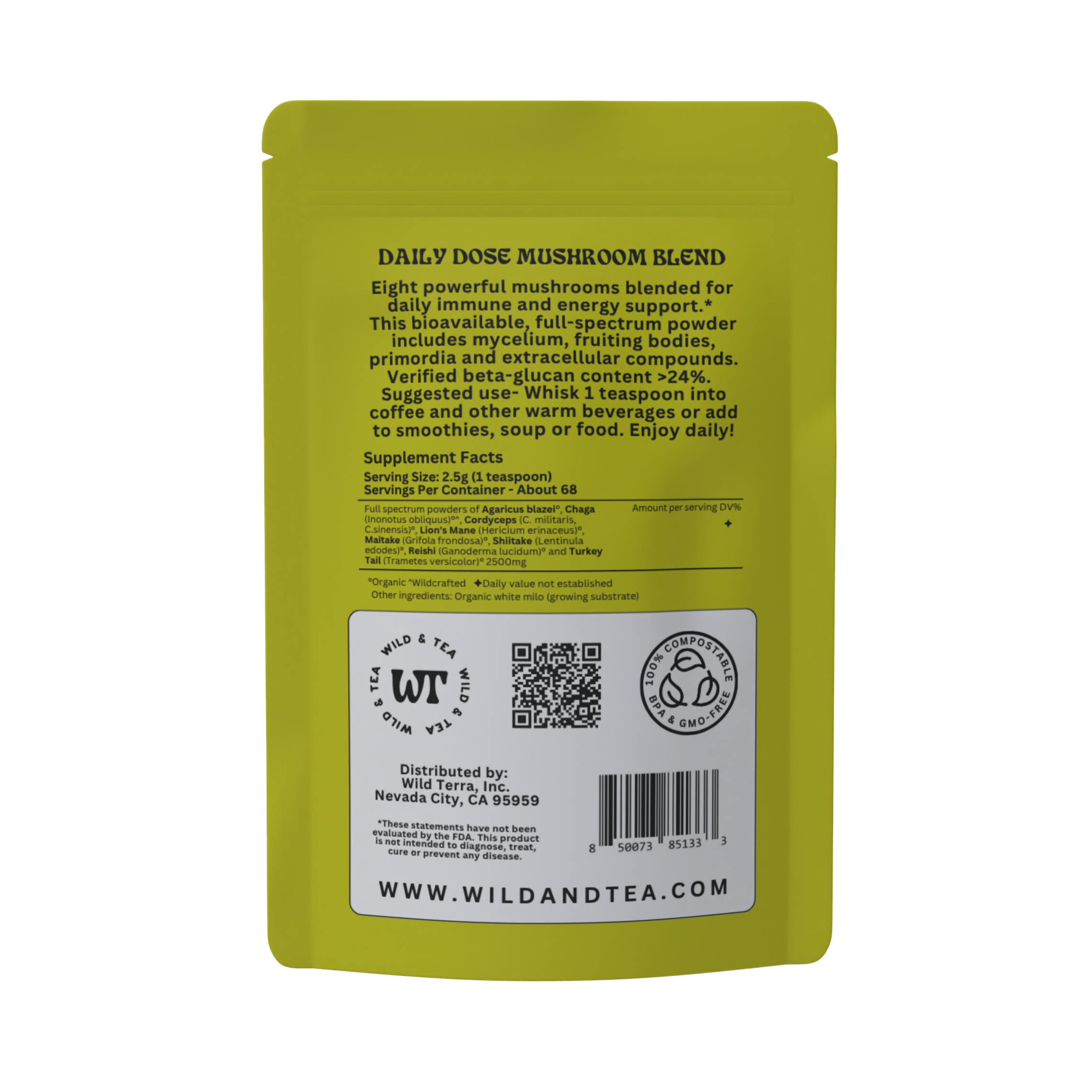 Wild & Tea - Wholesale Protein/Superfood Powder - Daily Dose Mushroom Blend2
