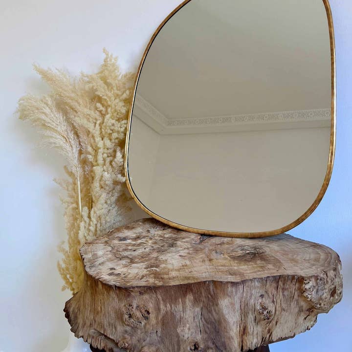 Palmeraies - Wholesale Wall Mirror - Antique Brass Asymmetrical Mirror - Irregular Brass Wall Mirror0