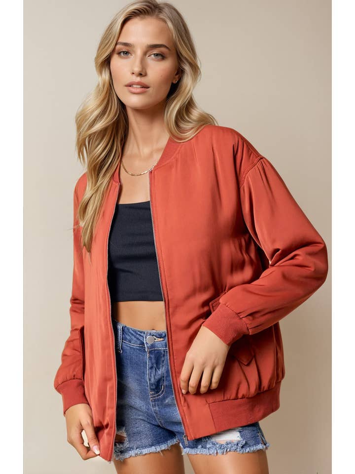 Doe and Rae - Wholesale Bomber Jacket - Women's - Drop Shoulder Bomber Jacket - 10260J-19