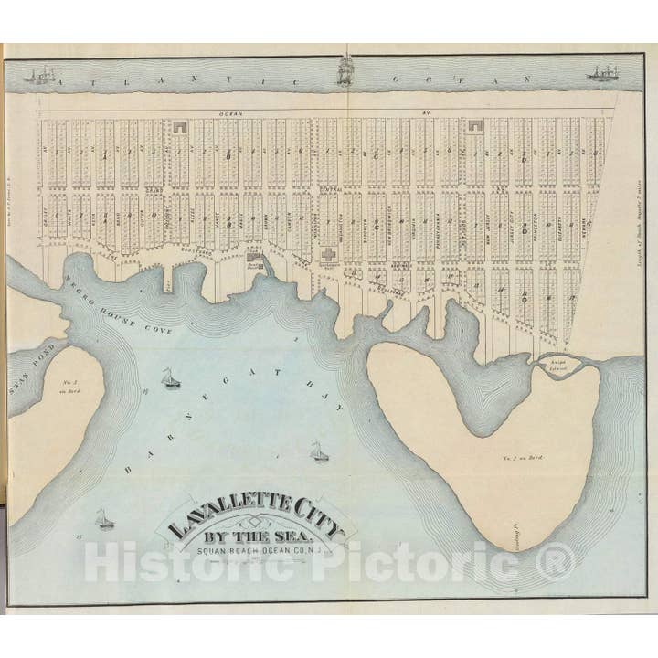 Carte historique de Lavallette & Squan Beach, N.J., 1878 pour la vente par Historic Pictoric