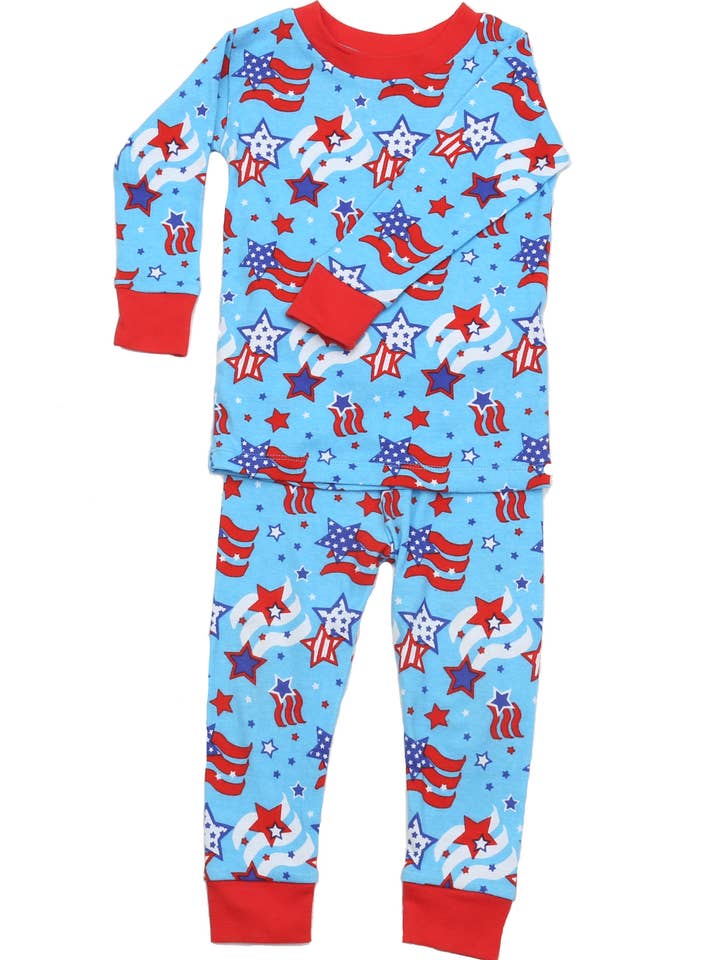 Star Spangled Organic Cotton Pajamas for wholesale by New Jammies