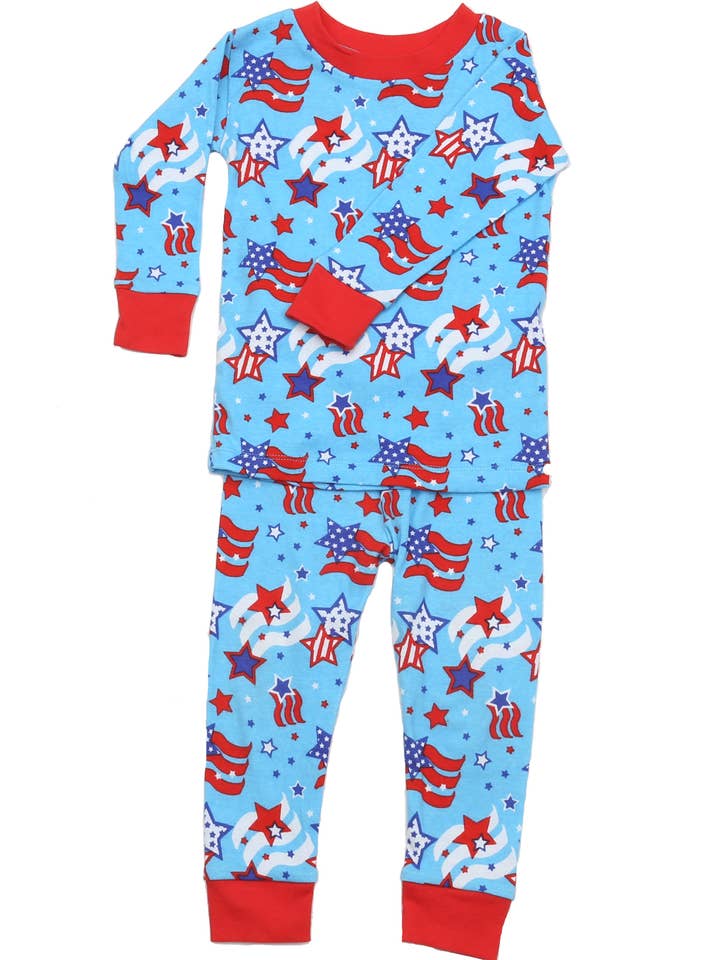 Star Spangled Organic Cotton Pajamas for wholesale by New Jammies