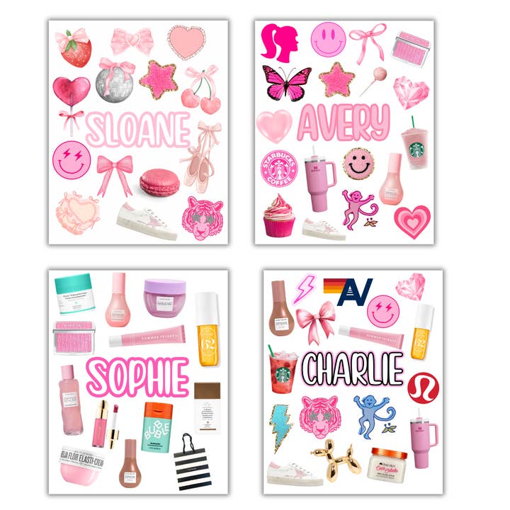 Custom by DOA - Wholesale Sticker - Kids & Baby - Girly Sticker sheet set sleepaway camp, summer campÂ