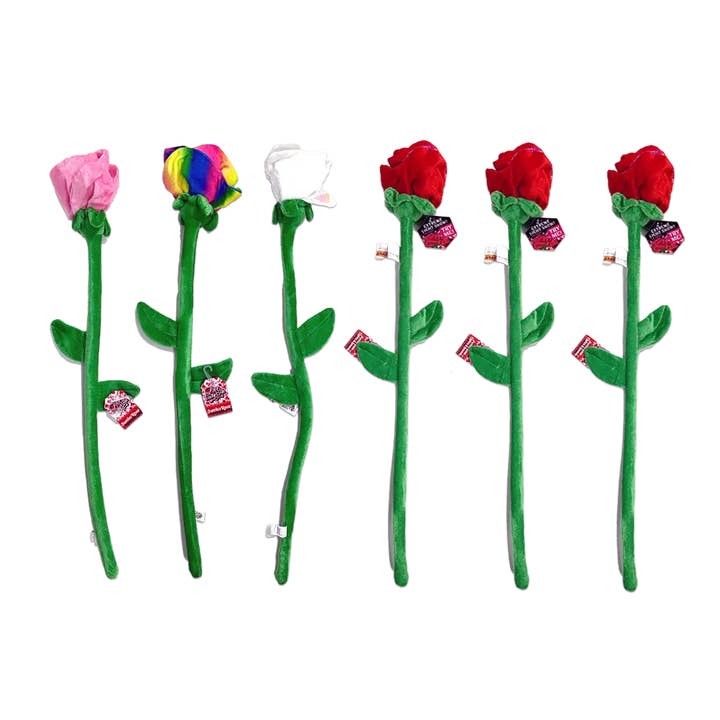 Novelty Closeout - Wholesale Artificial Flowers - Valentine's Day Plush Jumbo Rose Assortment - 6/Pack