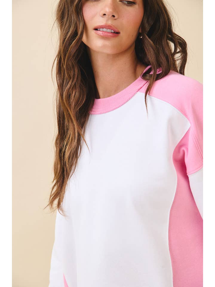 AEMI + CO - Wholesale Sweatshirt - Women's - 9106FK Colorblock Terry Pullover Sweatshirt10